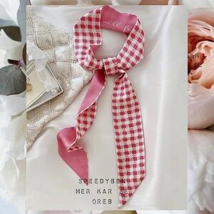 3/$20 Handbag Twilly Scarf pink plaid NWOT